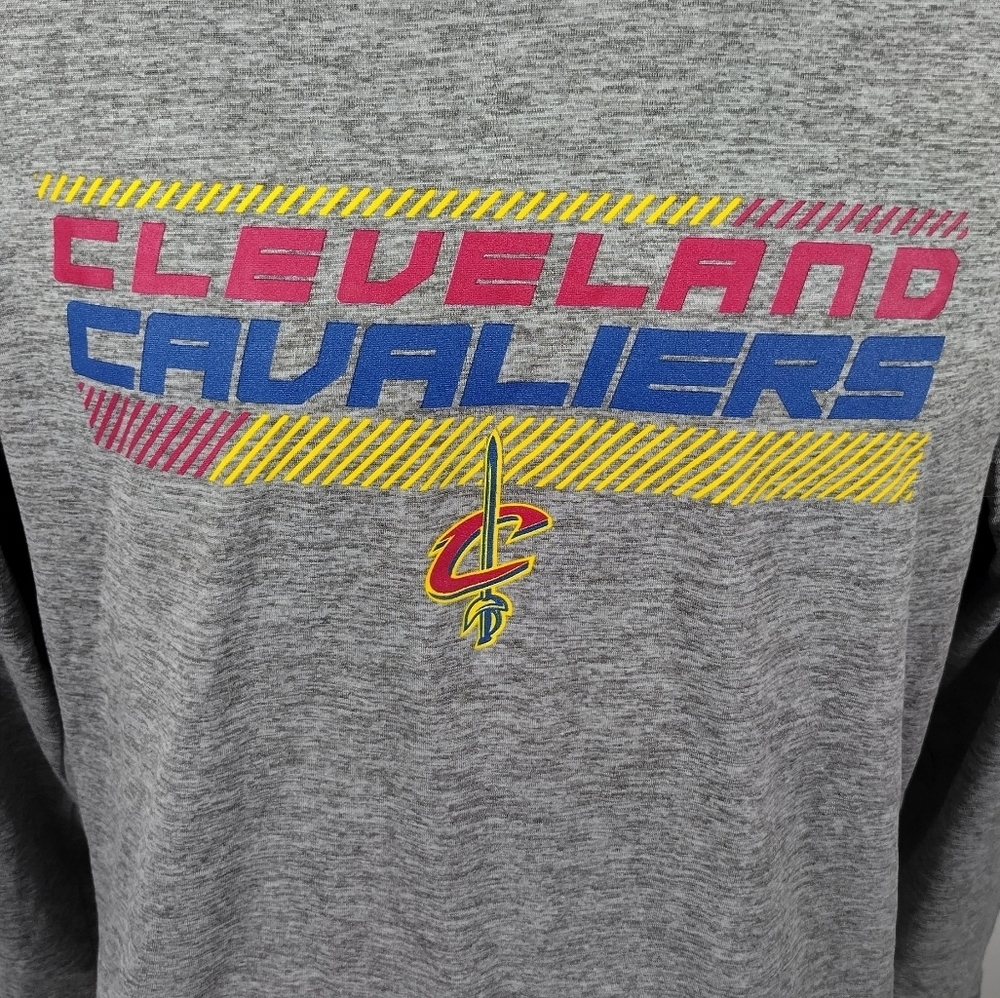 Cleveland Cavaliers Lrg Men Shirt NBA TX3 Cool Long Sleeve Gray Team Logo Shirt - Picture 2 of 12